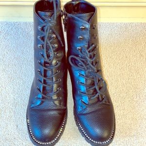 Rhinestone Black Combat Boots